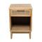 Wood Accent Table with Cane Front Drawer & Gold Handle